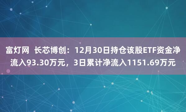 富灯网  长芯博创：12月30日持仓该股ETF资金净流入93.30万元，3日累计净流入1151.69万元