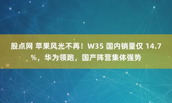 股点网 苹果风光不再！W35 国内销量仅 14.7%，华为领跑，国产阵营集体强势